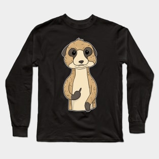 Grumpy Meerkat Holding Middle Finger Long Sleeve T-Shirt